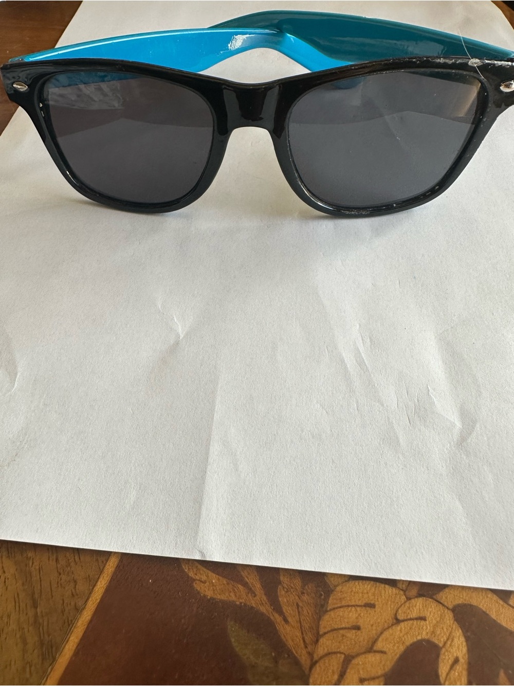 Women's Two-Tone Black and Bright Blue Sunglasses